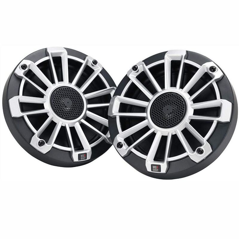 MB Quart NP1-116 Nautic Premium Outdoor Waterproof 6.5 Inch Coaxial Marine Speaker Pair with 3 Removable Grill Color Options, Black