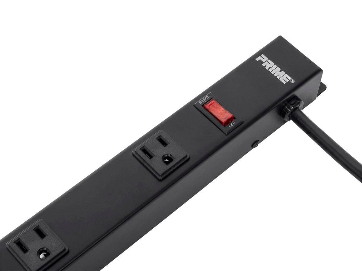 12 Outlet 4ft Metal Power Strip with 6ft Cord, Black