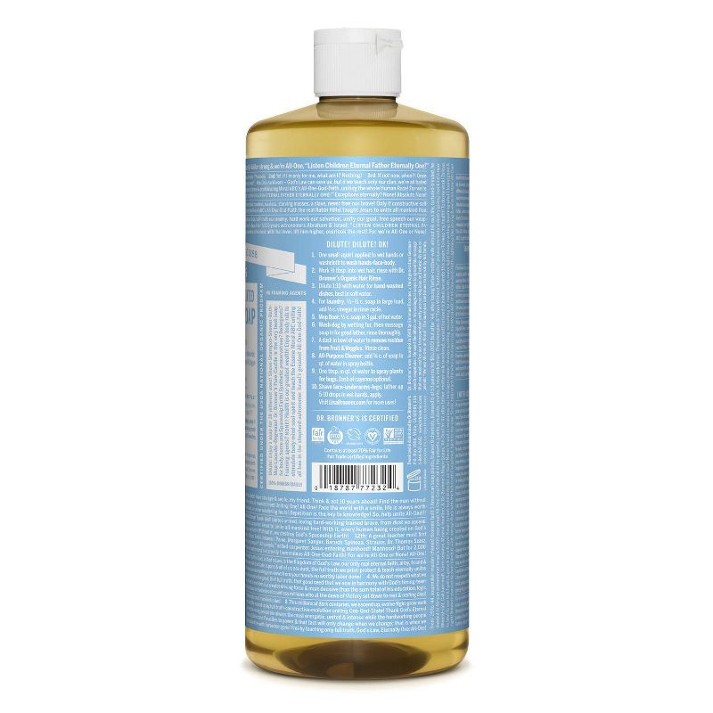 Dr. Bronner's 18-In-1 Hemp Baby Pure Castile Soap - Unscented - 32 fl oz