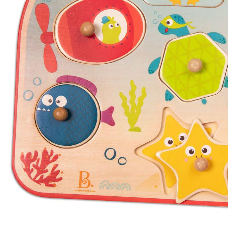 B. toys Wooden Peg Puzzle Sea Treasures 9pc
