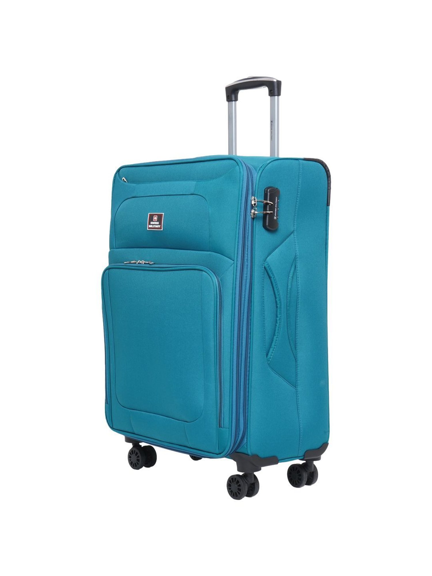 Swiss Military Teal 8 Wheels Medium Check-in Luggage