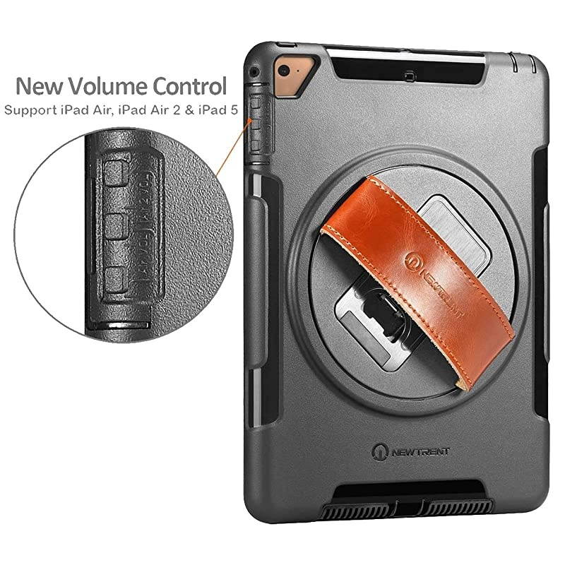 iPad Case for iPad 6th Generation Cases iPad Air 2 Case iPad Air case FullBody Hand Strap iPad 5th Generation case with rotational Kickstand Dual Layers Builtin Screen Protector