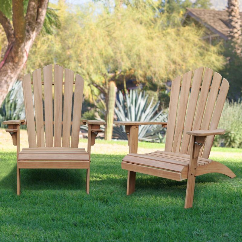 Sherwood Oversized Adirondack Chair with Cup Holder - Teak - Cambridge Casual