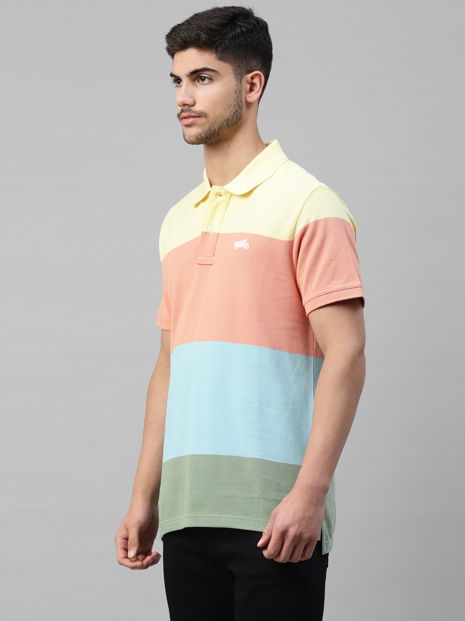 Royal Enfield Bold YD Multicolor Regular Fit Striped Polo T-Shirt