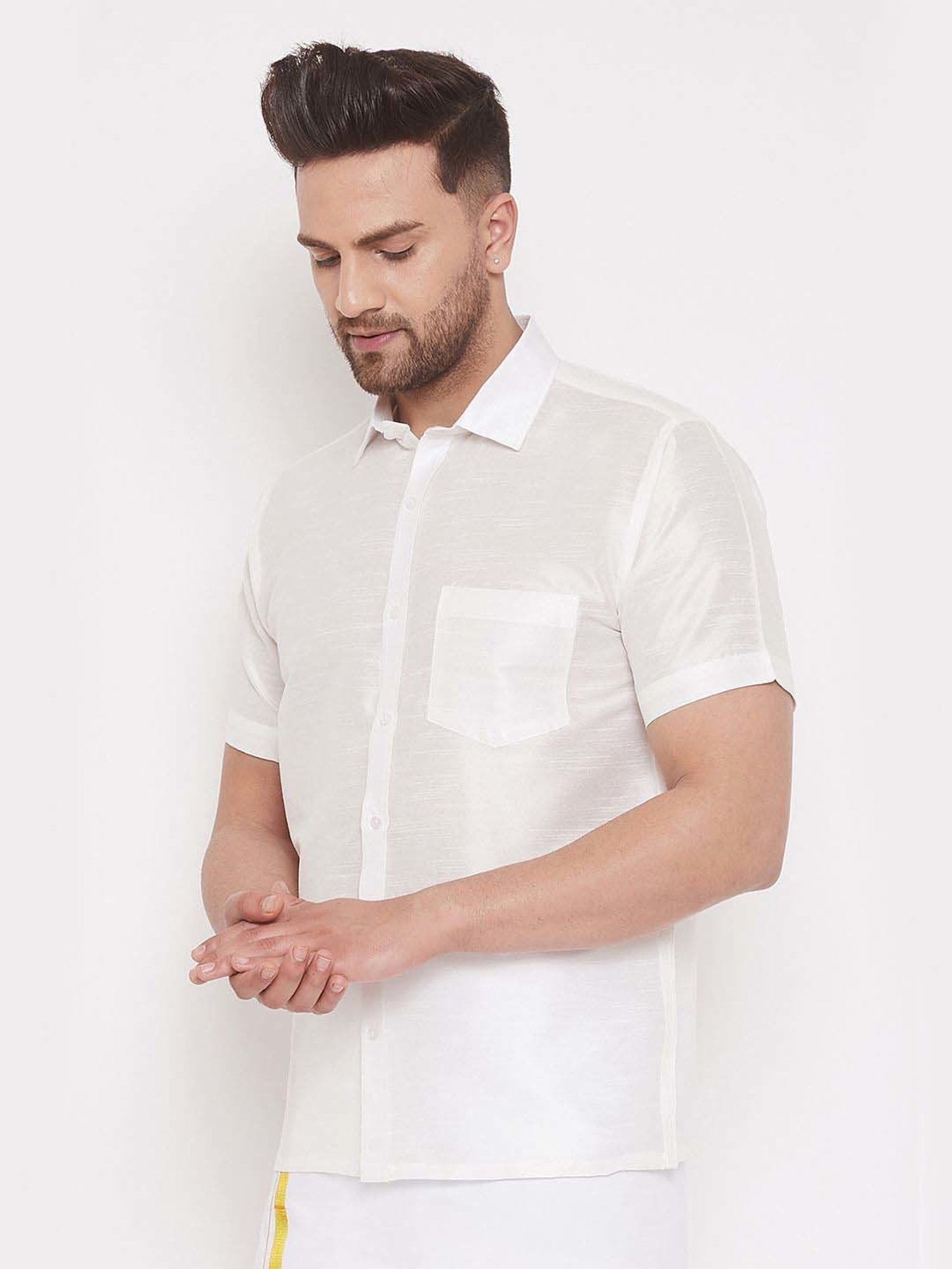 Vastramay Cream Regular Fit Shirt