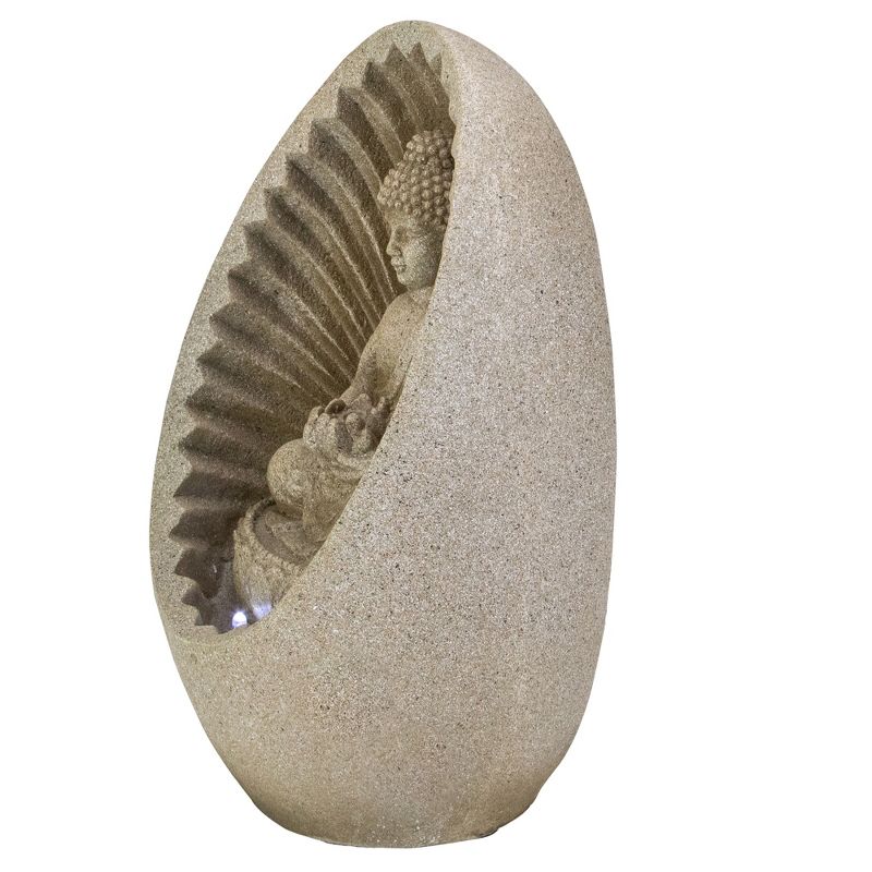 Northlight 11" Beige Sitting Buddha Outdoor Garden Water Fountain