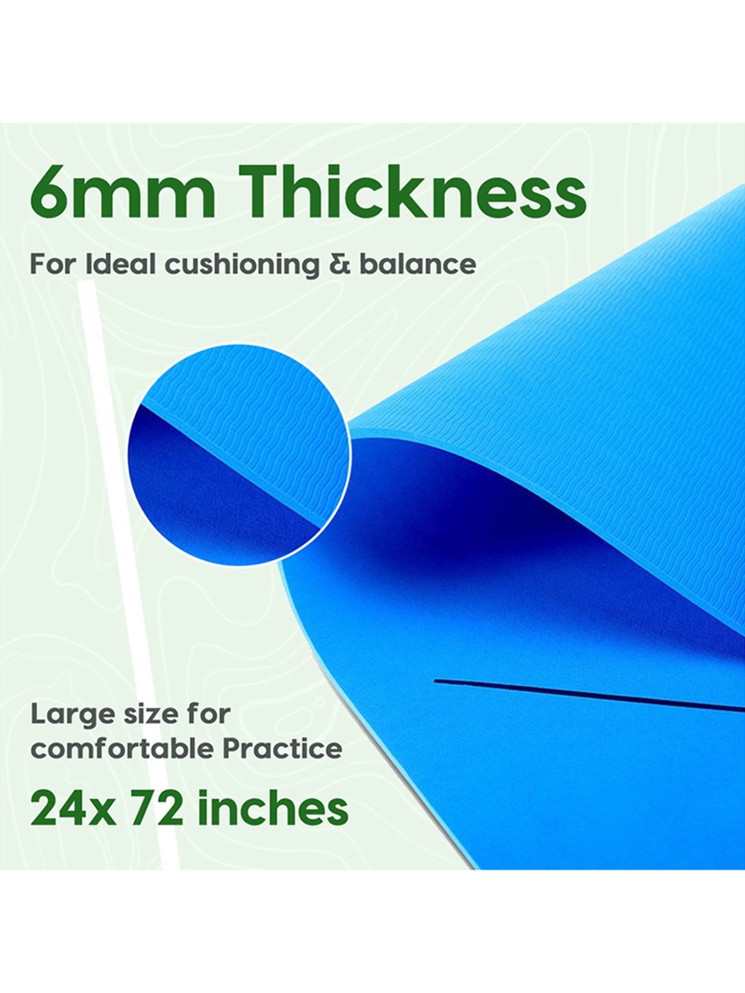 WiseLife TRU Alignment Yoga Mat + Sleek Yoga Strap for Men and Women (Sky Blue)