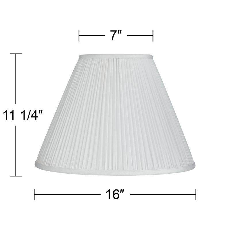 Springcrest White Mushroom Pleated Medium Empire Lamp Shade 7" Top x 16" Bottom x 12" Slant x 11.25" High (Spider) Replacement with Harp and Finial