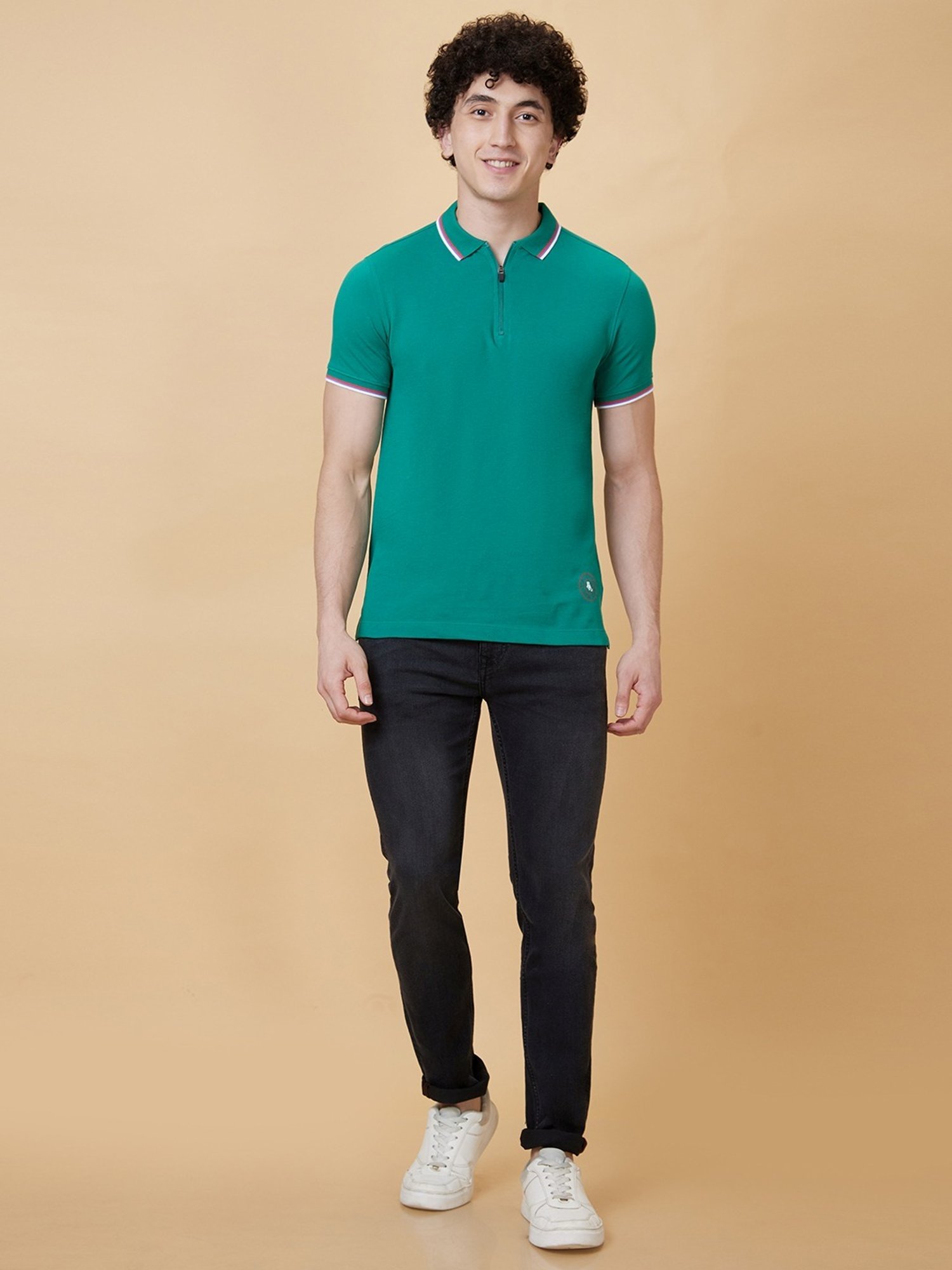 Being Human Green Regular Fit Polo T-Shirt
