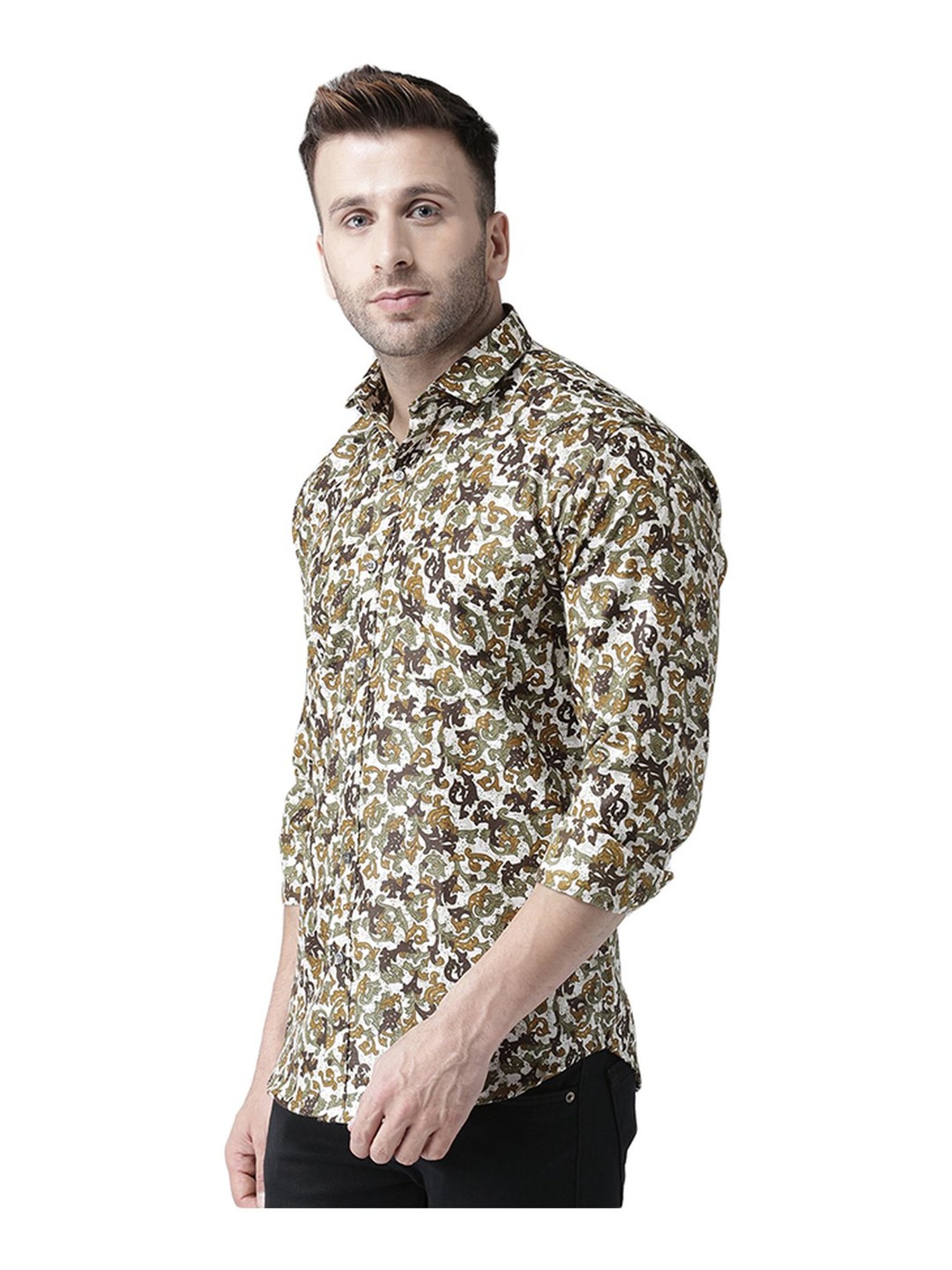 Hang Up Green Slim Fit Printed Shirt