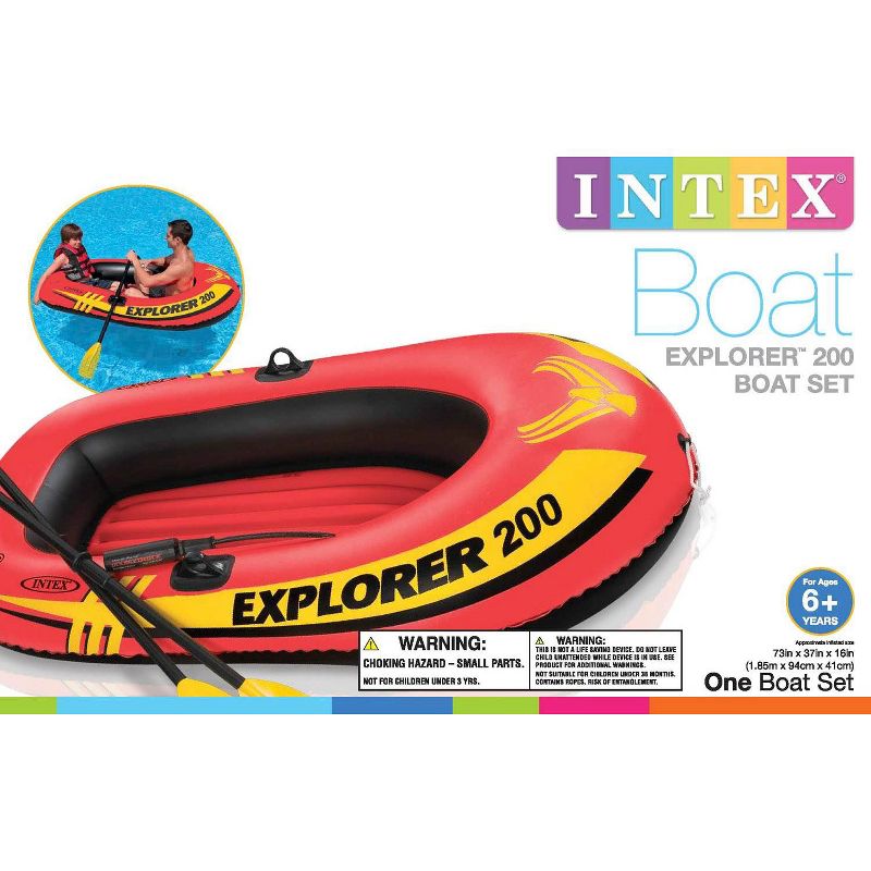 Intex Excursion 5 Person Inflatable Raft, 2 Oars and 2 Red Life Jackets, L/XL
