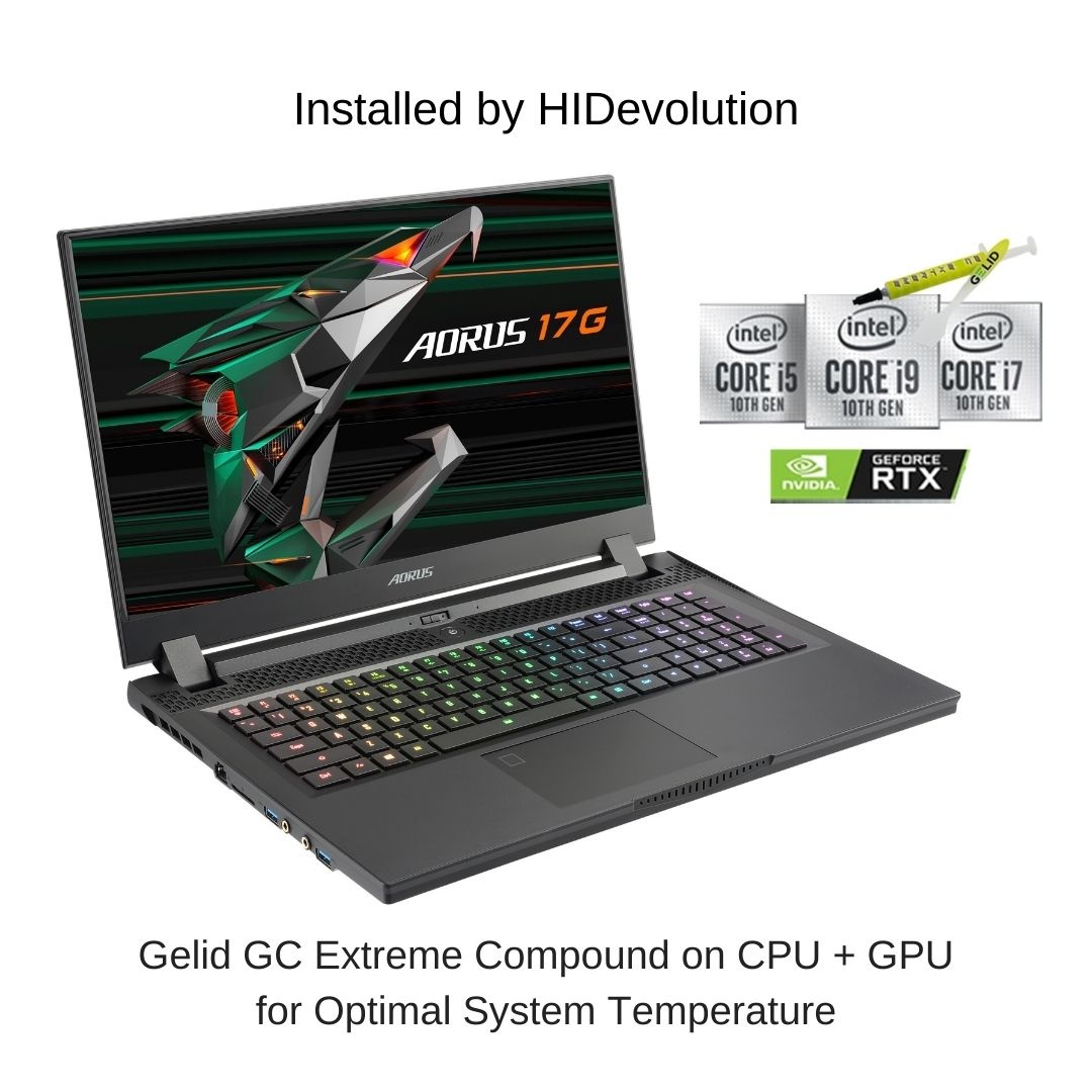 HIDevolution AORUS 17G YC-8US6450SH, 17.3" FHD 300Hz, 2.2 GHz i7-10870H, RTX 3080, 64 GB 3200MHz RAM, 1 TB PCIe SSD, Windows 10 Pro
