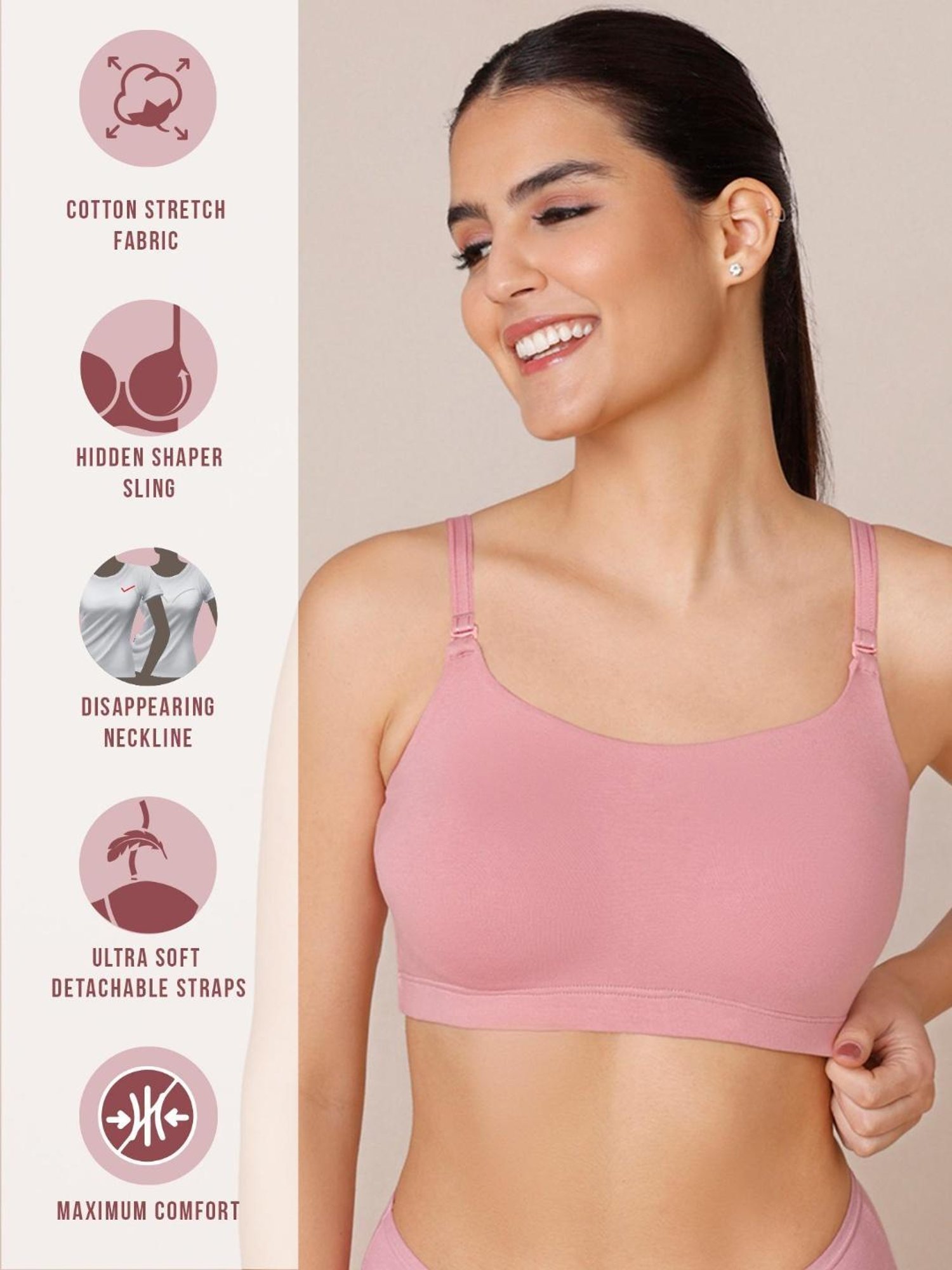 Nykd Pink Non-padded Bra
