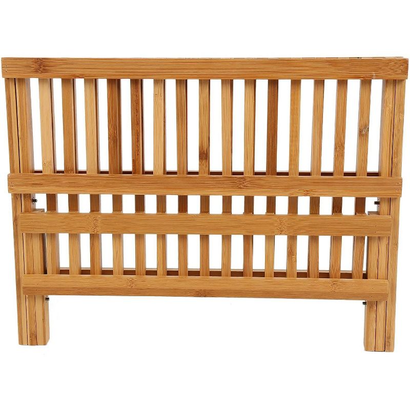 Juvale 2 Tier Bamboo Drying Dish Rack for Kitchen, Collapsible and Compact (13 x 18 x 9.8 in)