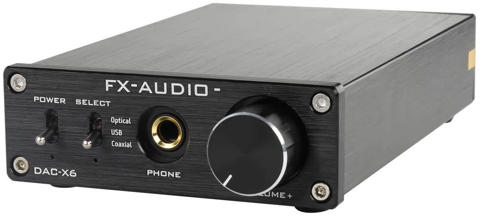 FX-Audio DAC-X6 Mini HiFi 2.0 Digital Audio Decoder DAC Input USB/Coaxial/Optical Output RCA/Headphone Amp 24Bit/96KHz DC12V(Silver)