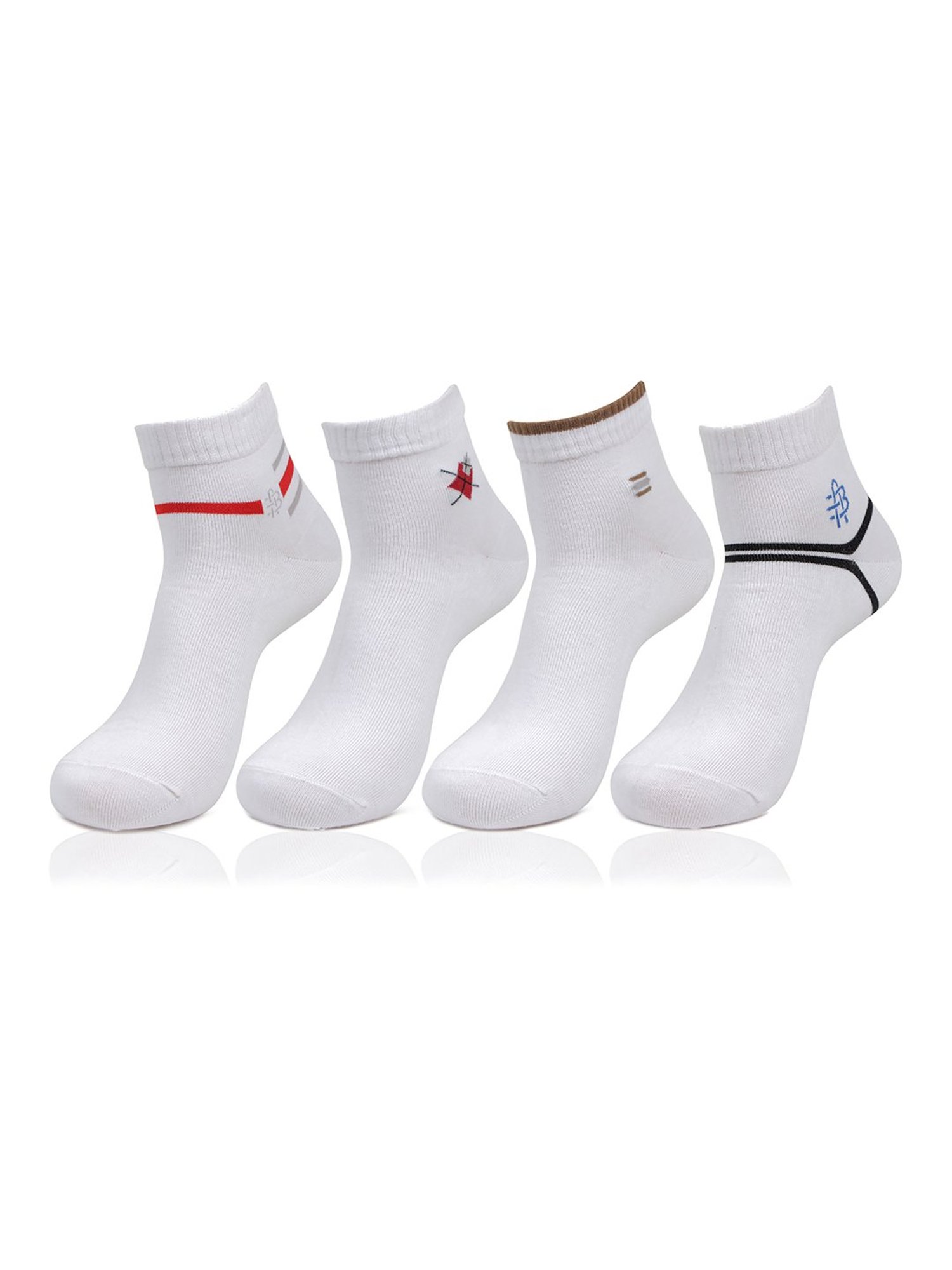 Bonjour White Printed Socks - Pack of 4