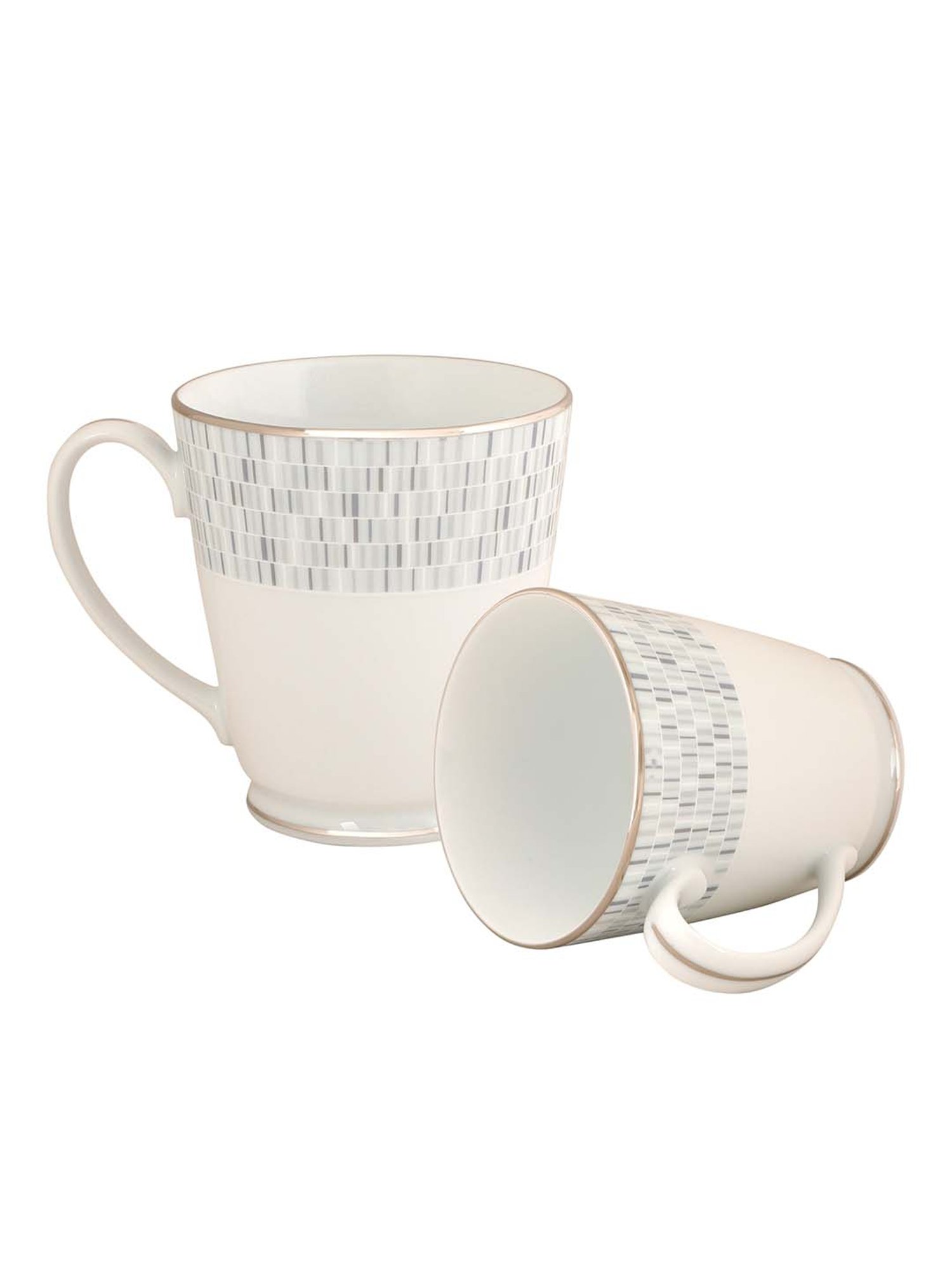 NORITAKE Hearth Off-White & Beige Porcelain Ville De Platine Tea Mug (0.37 L) - Set of 2
