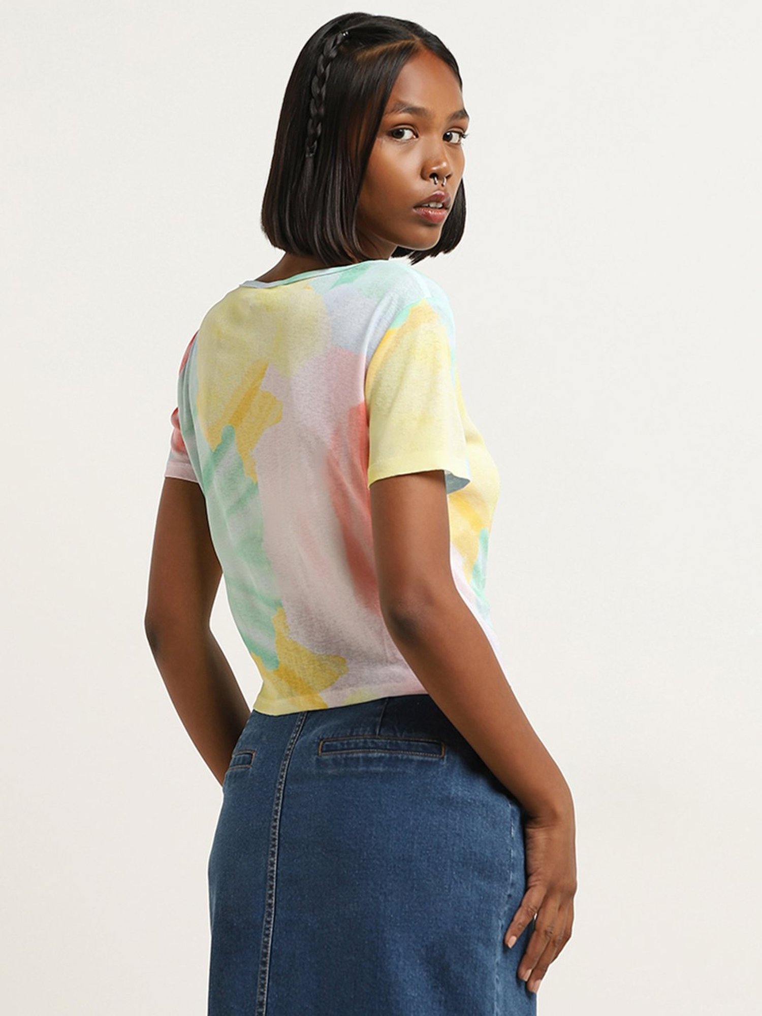 Nuon by Westside Multicolour Abstract Design Ruched Top