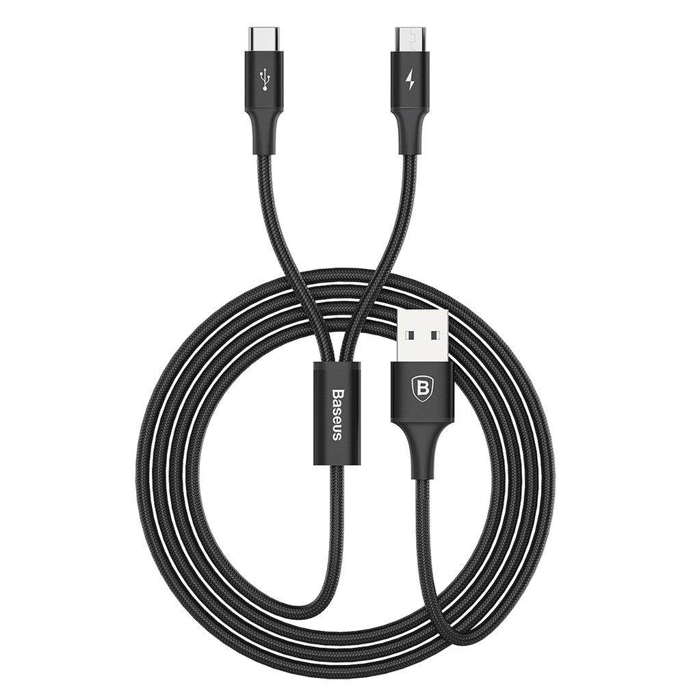 Baseus Rapid Series Micro USB Type-C 2-in-1 Charge Data Cable 1.2M for Android