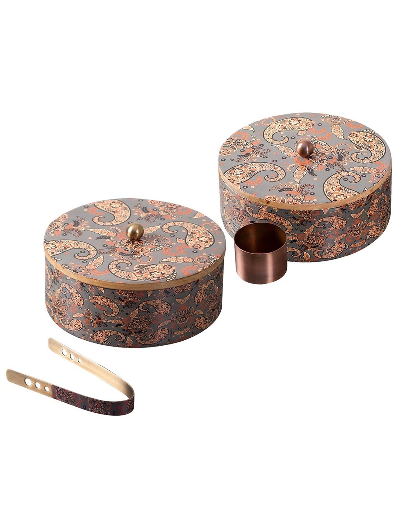 Nestroots Printed Grey Wood Serving Set of 2