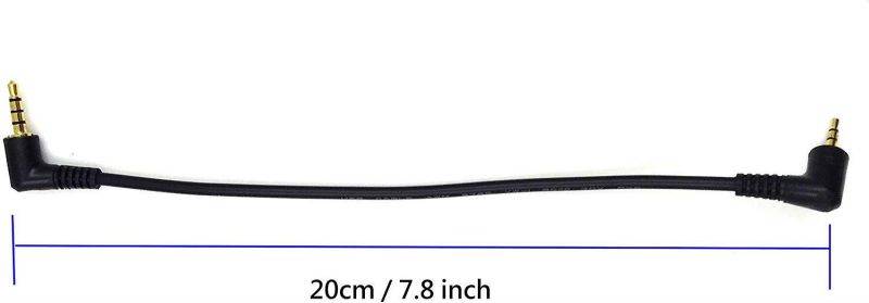 Poyiccot 90 Degree Right Angle 3.5mm 4 Pole Male to 2.5mm 3 Pole Male Headset Stereo Audio Aux Extender Stereo Jack Cable 20cm (3.5 M/ 2.5 M)