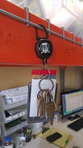 Super Heavy Duty Sidekick Retractable Badge and Key Reel - Carabiner Clip - with THREE Card ID Badge Holder by Specialist ID