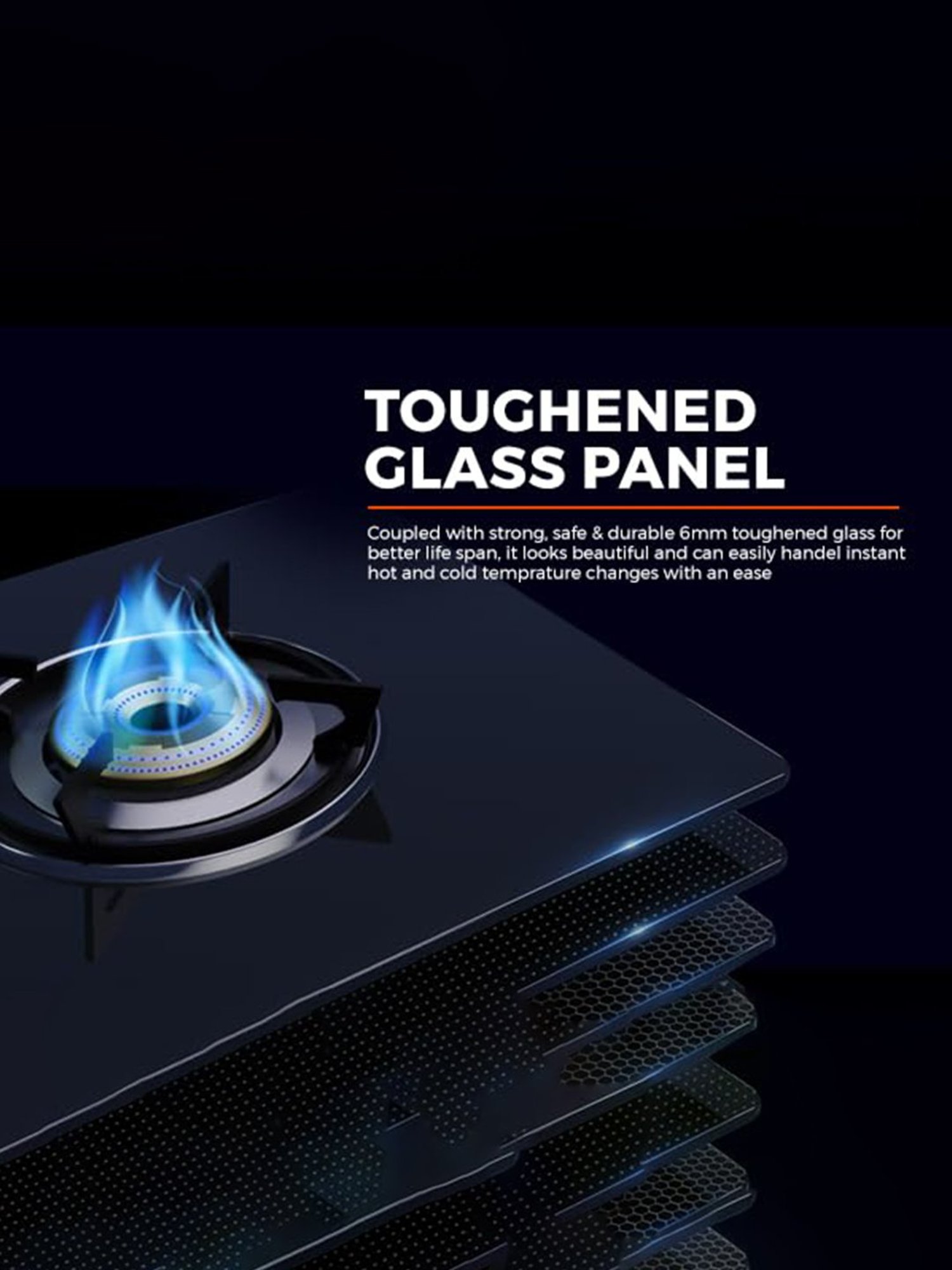 Suryaflame Black Stainless Steel Glass Top Gas Stove with 4 Burners