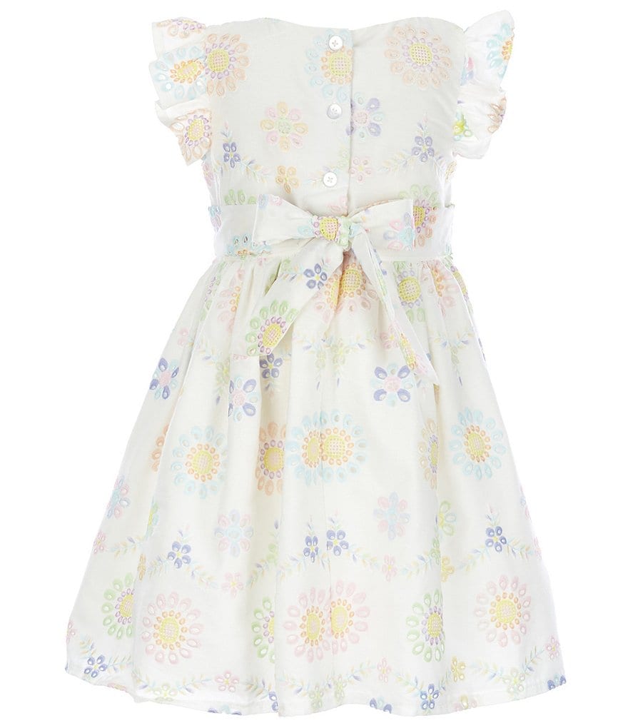 Pippa & Julie Little Girls 2T-6X Floral/Clip-Dot Tiered Fit-And-Flare Dress