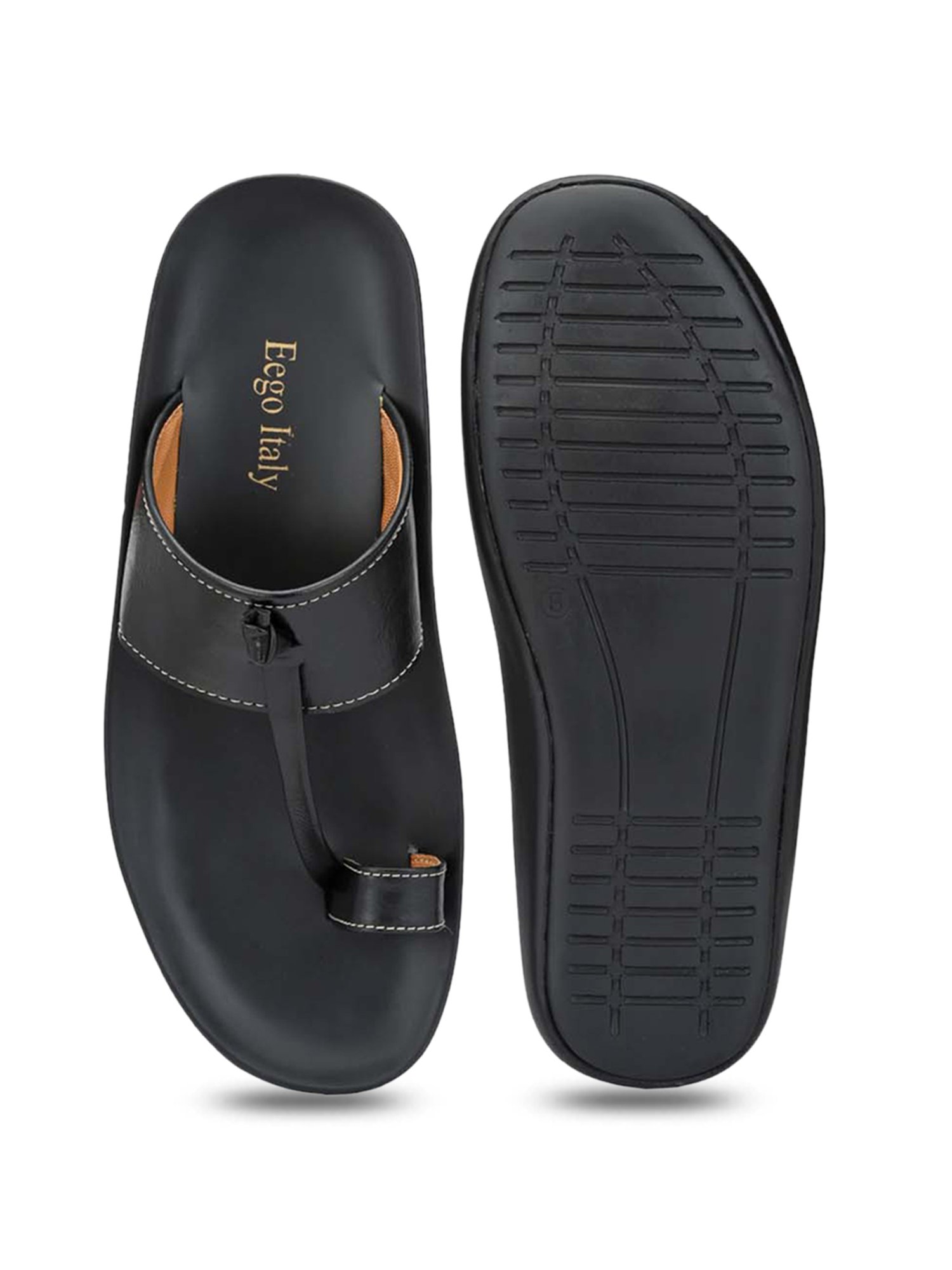Eego Italy Men's Black Toe Ring Sandals
