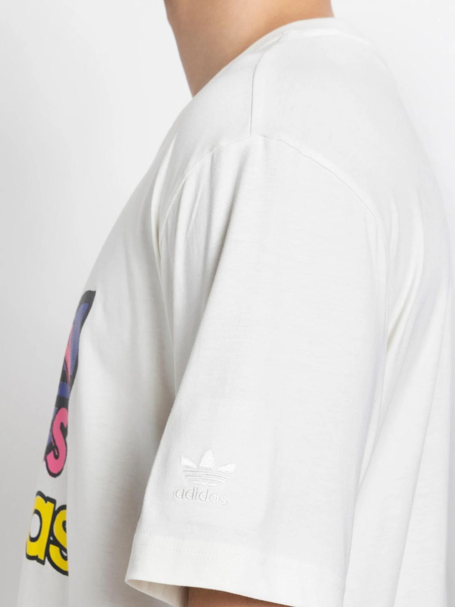 Adidas Originals White Cotton Regular Fit Printed T-Shirt