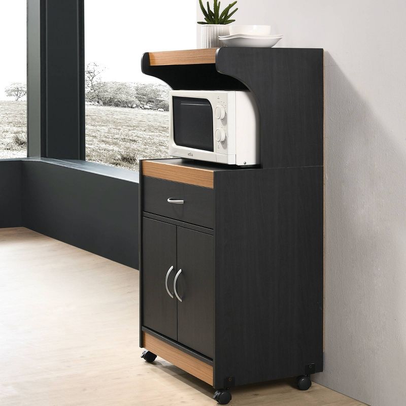 Microwave Kitchen Cart Black/Pale Cream - Hodedah