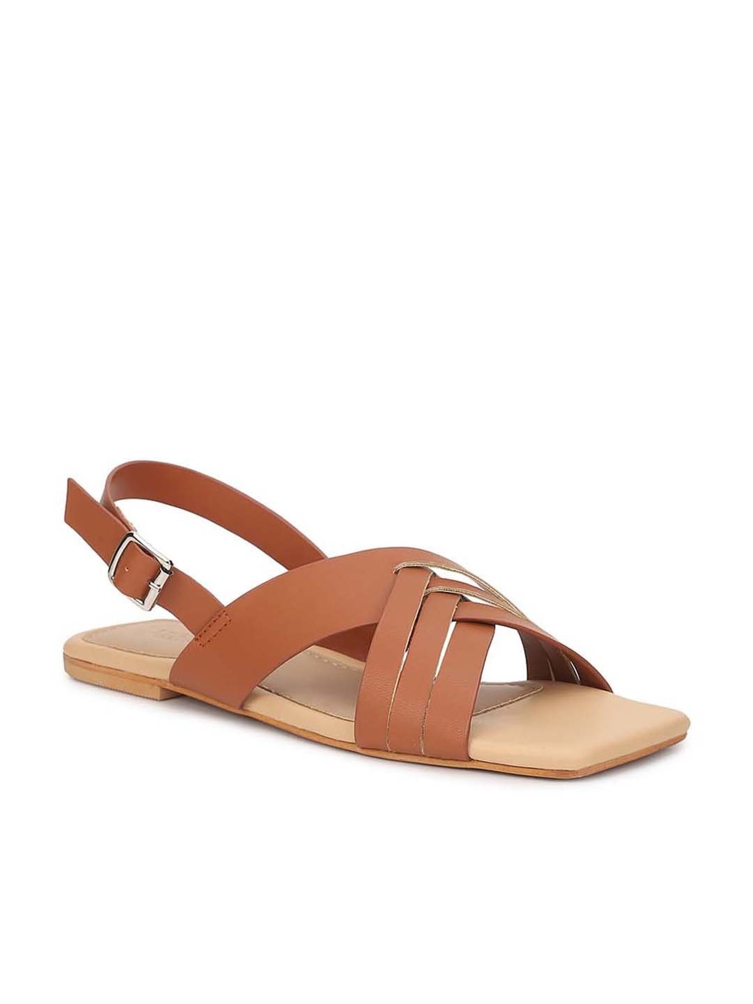 Truffle Collection Women's Tan Ankle Strap Sandals