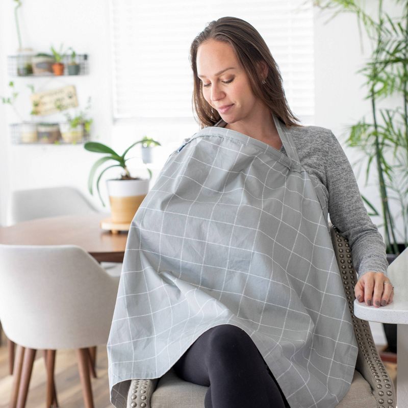 Bebe au Lait Pure and Simple Cotton Nursing Cover - Windowpane