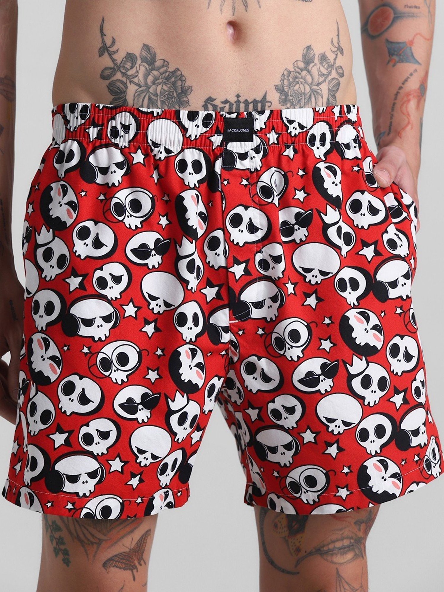 Jack & Jones Red Cotton Regular Fit Printed Boxers