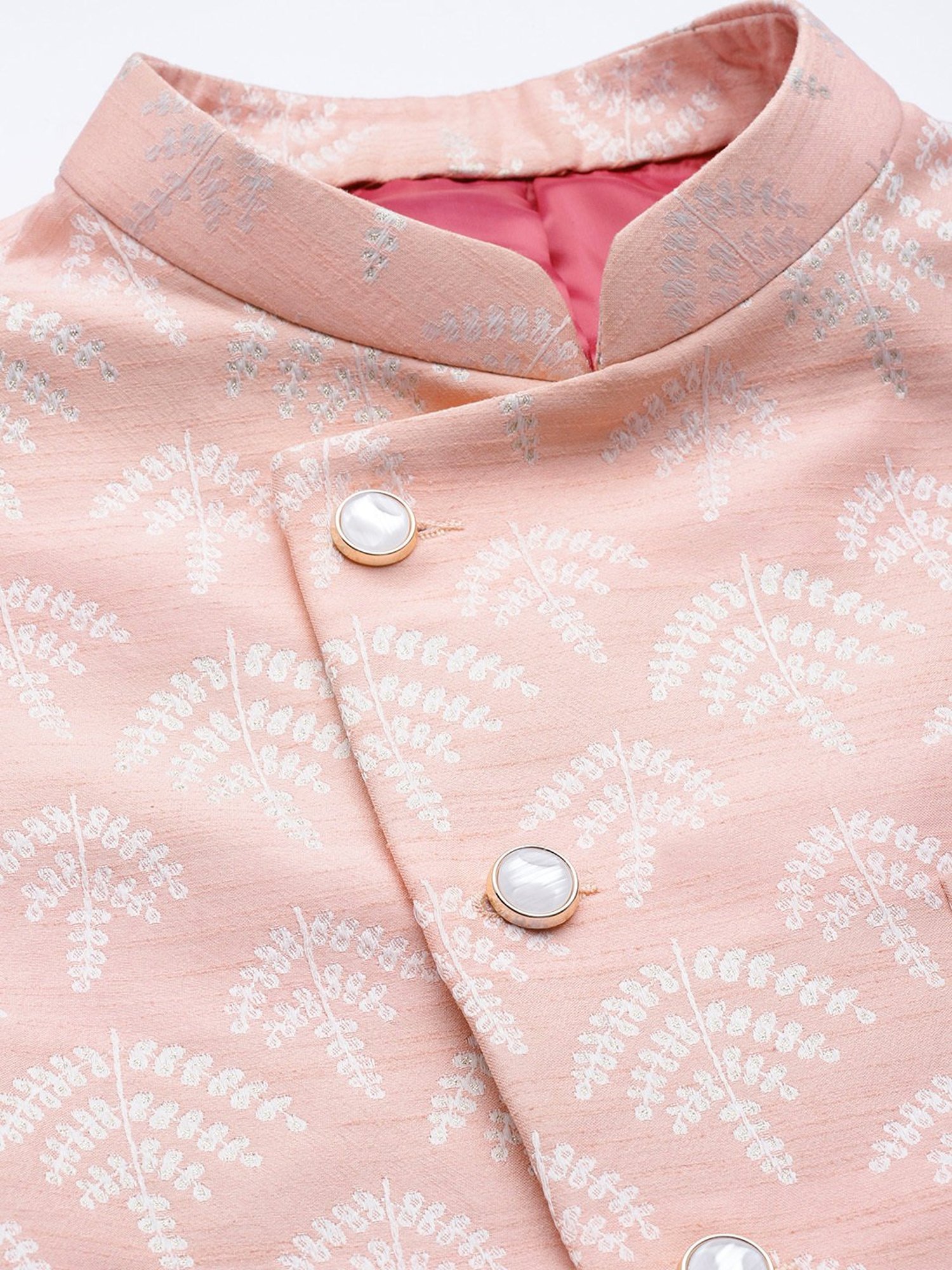 ManQ Pink Slim Fit Nehru Jacket