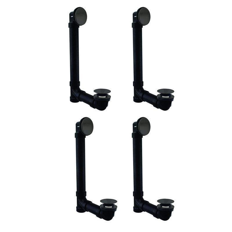 Westbrass 493144H-62 Illusionary ABS Plastic 1.5 Inch Schedule 40 Waste and Overflow Tip Toe Bath Drain Assembly, Matte Black (4 Pack)