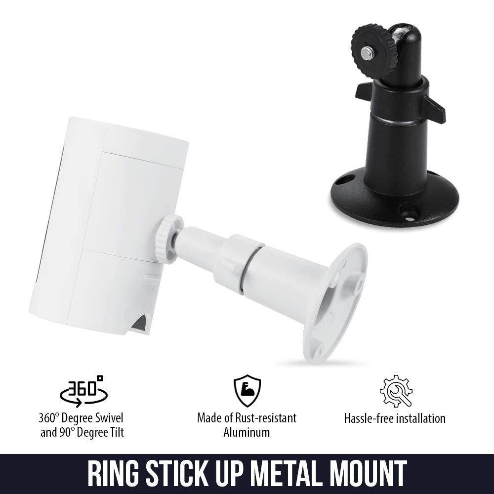 Adjustable Metal Mount with Universal Screw Compatible with Ring Stick Up Cam Wired HD and Ring Stick Up Cam Battery HD - Extra Flexibility for Your Ring Camera (White)