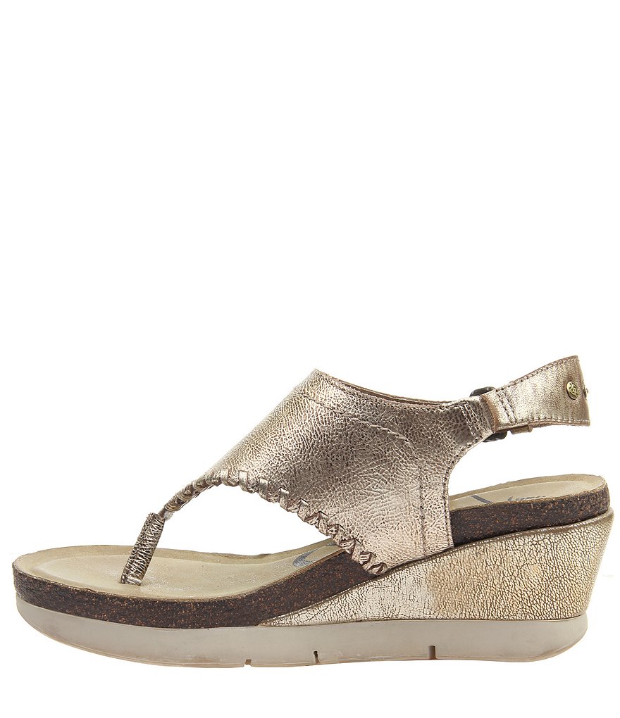 OTBT Meditate Metallic Leather Thong Wedges