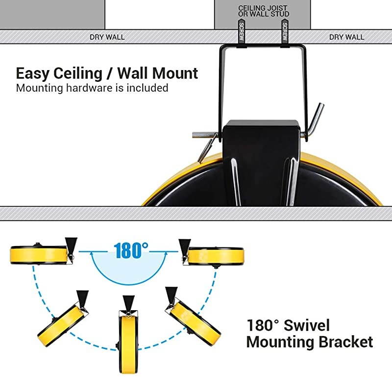 30 Ft Retractable Extension Cord Reel CeilingWall Mount 163 Gauge SJTW Power Cord with 3 Electrical Outlets Pigtail for Garage and Shop 10 Amp Circuit Breaker Metal Plate ETL Listed