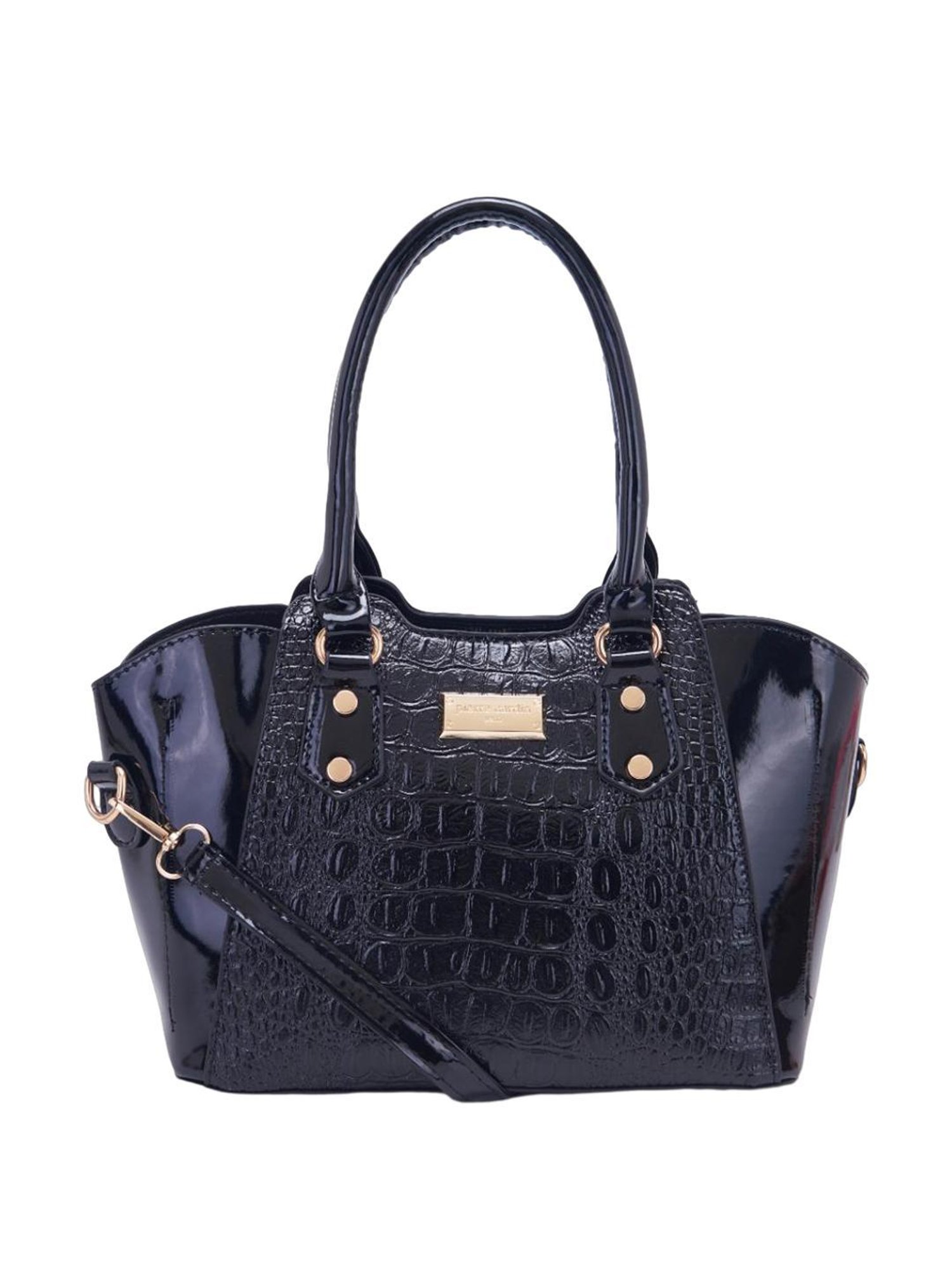Pierre Cardin Black Textured Satchel Handbag