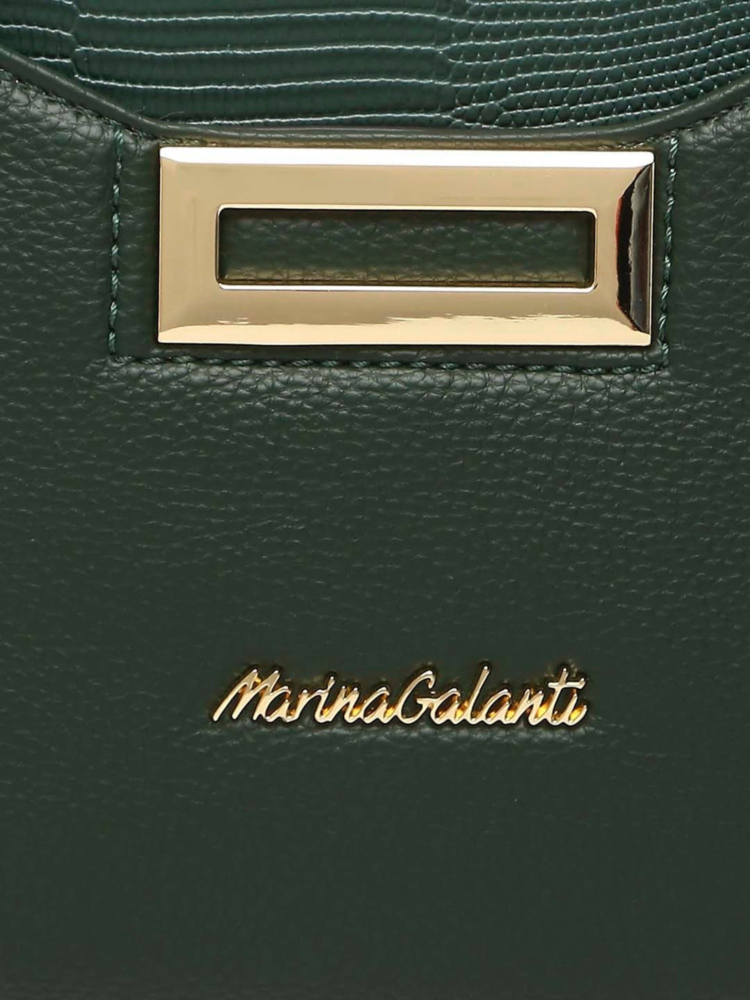 Marina Galanti Green Textured Medium Baguette Bag
