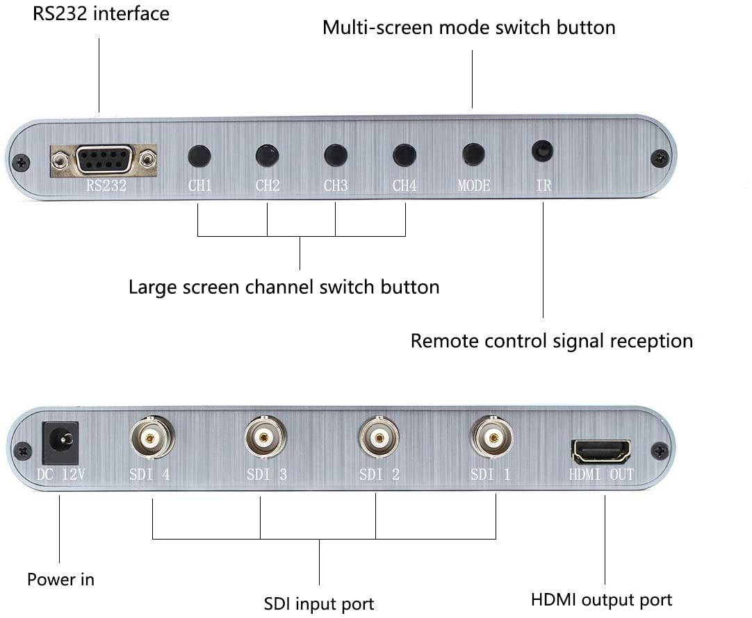 4 Ports Quad SDI Multi-Viewer/Screen Divider/Switch | 1080p @ 60Hz | 4 Viewing Modes