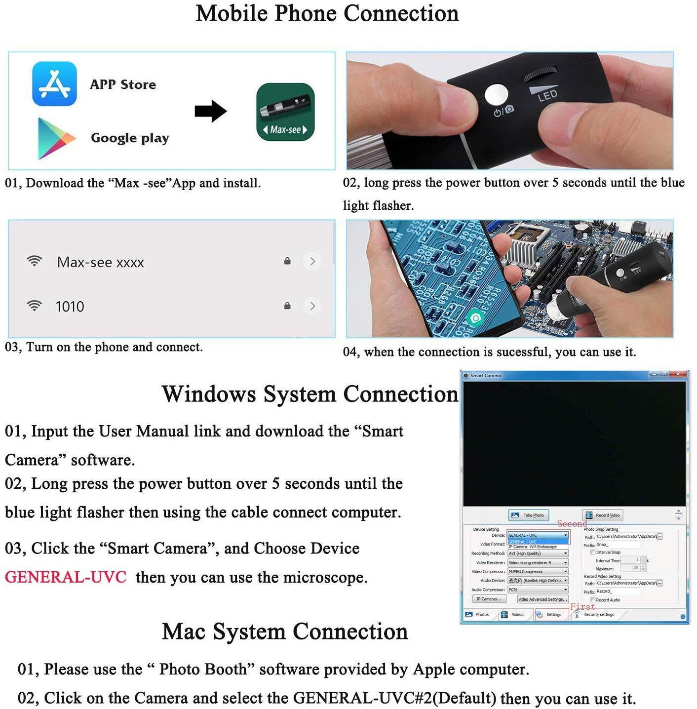WiFi Digital Microscope Built In WiFi Wireless Digital Microscope Camera with 1080P HD 2MP 50x To 1000x Magnification Endoscope for Android, IOS, Smartphone, Tablet, Widows, IPad, Mac PC