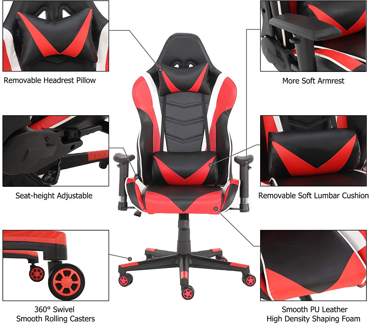 Office Chairs, Office Swivel Chairs, with headrest and Lumbar Pillow