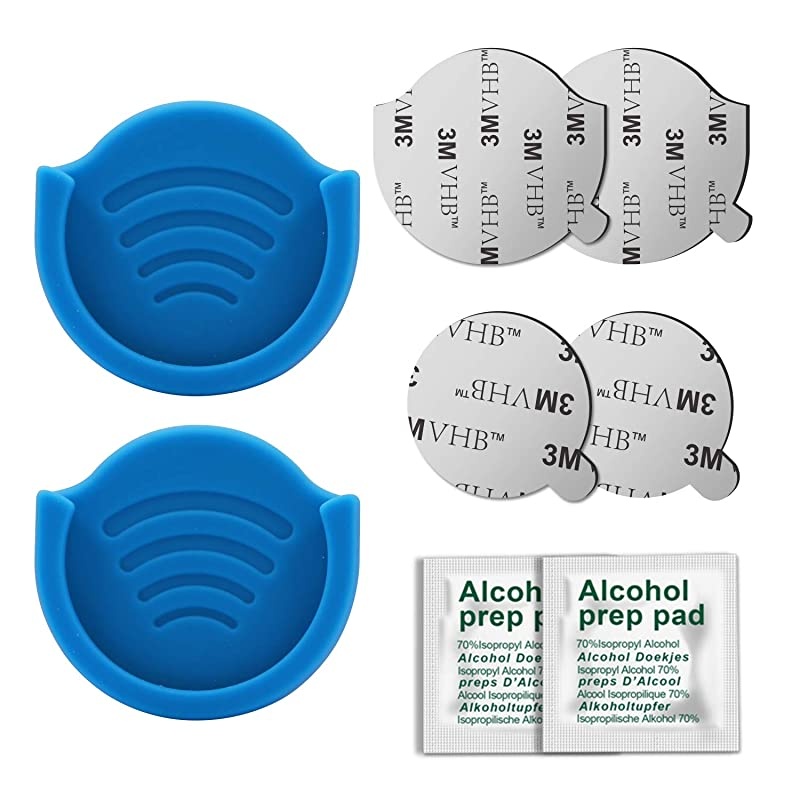 Phone Grip for Socket Holder,  2 Pack Silicone Car Phone Mount Adhesive for Collapsible Grip & Stand with 3M Adhesive Replacement for Car Dashboard, Desk, Wall, Home, Office and More Blue