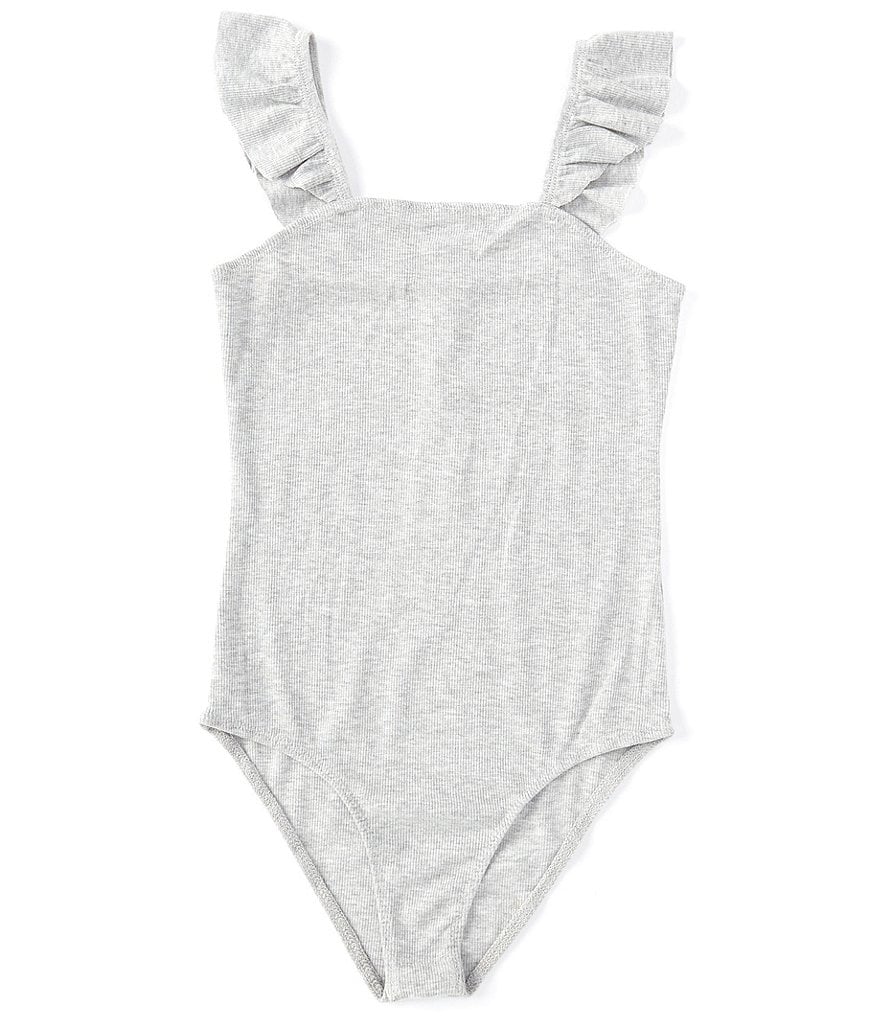 GB GB Girls Big Girls 7-16 Flutter-Sleeve Striped Bodysuit