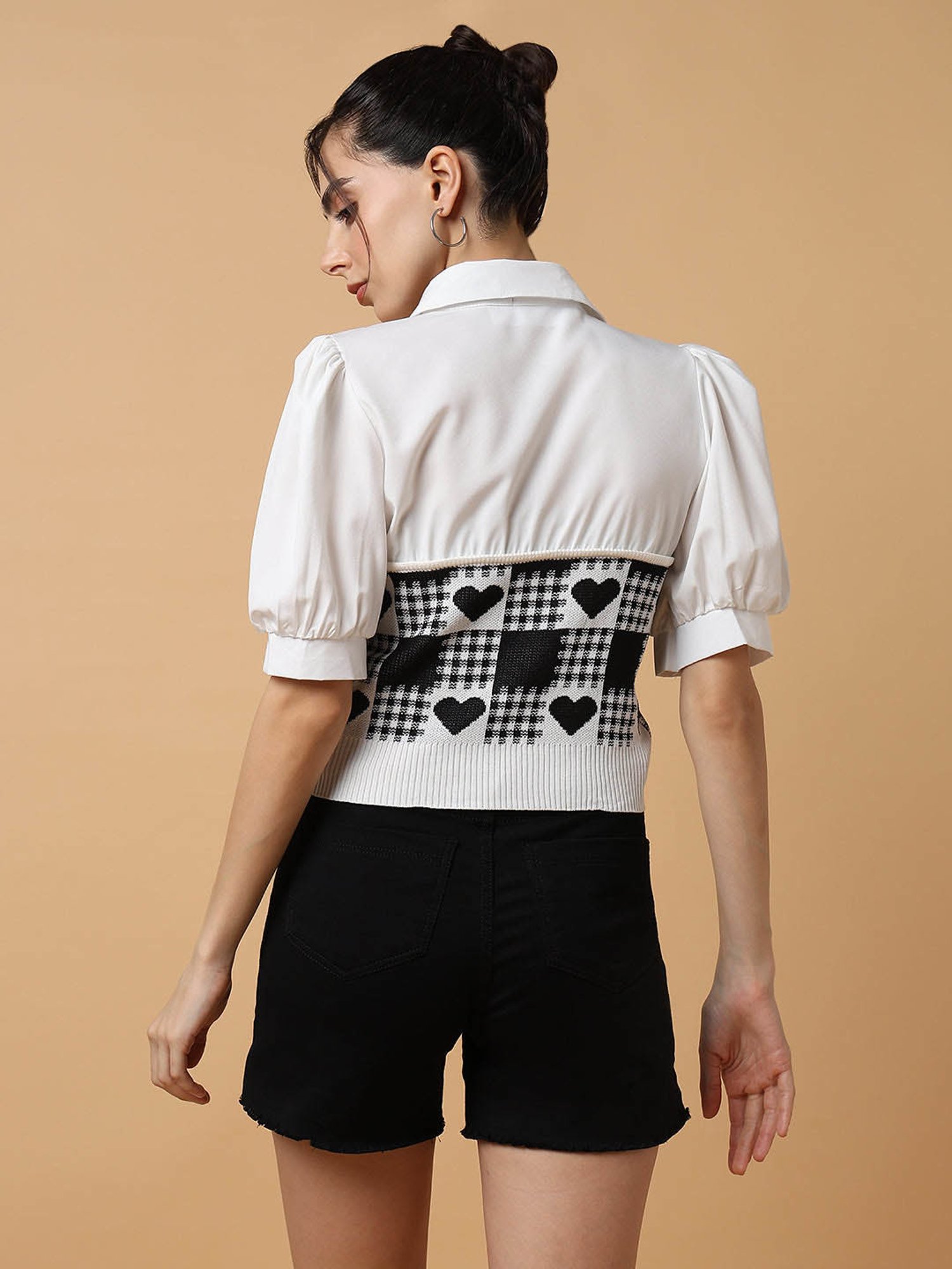 SHOWOFF Black & White Printed Top