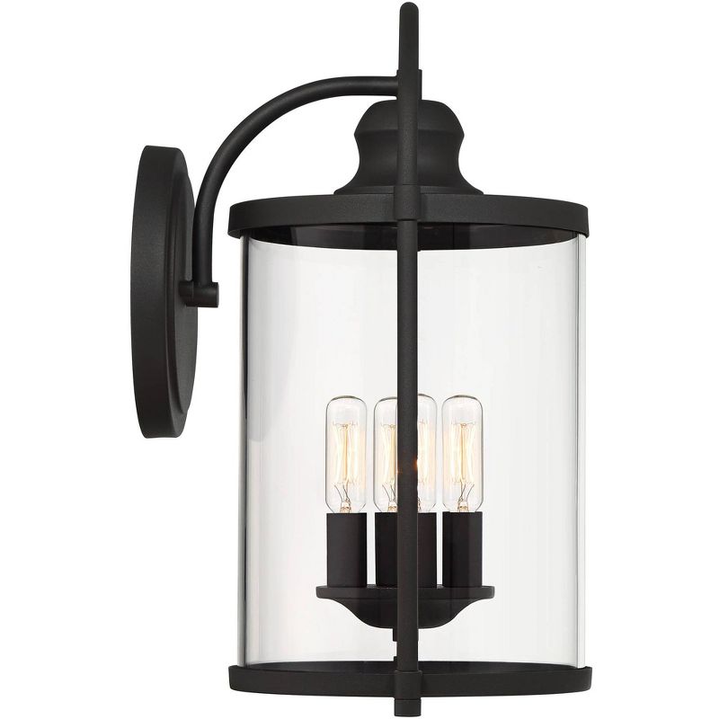 John Timberland Modern Outdoor Wall Light Fixture Black 17" Clear Cylindrical Glass for Exterior House Porch Patio Outside Deck