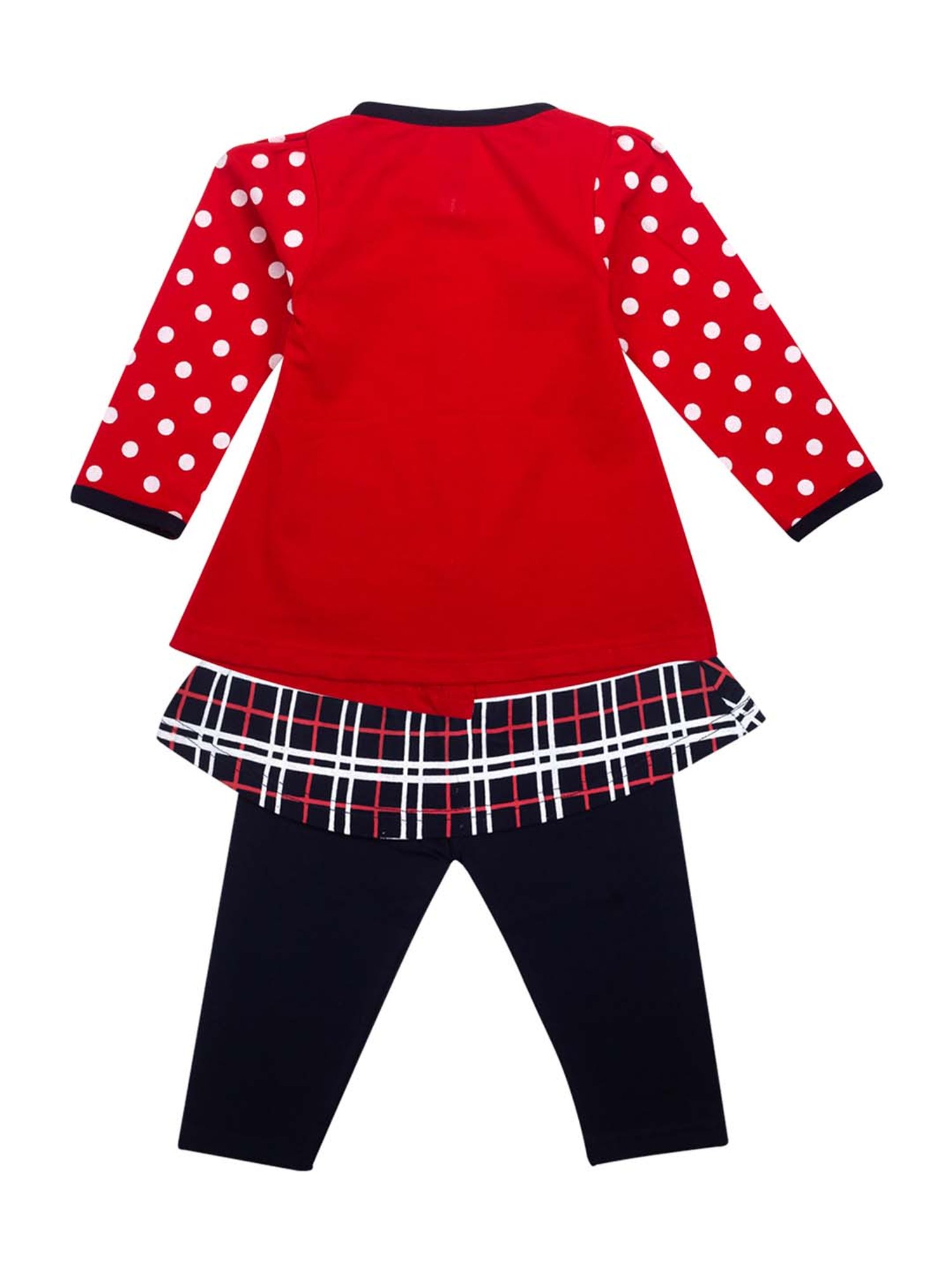 Mee Mee Kids Red Cotton Embroidered Top & Leggings