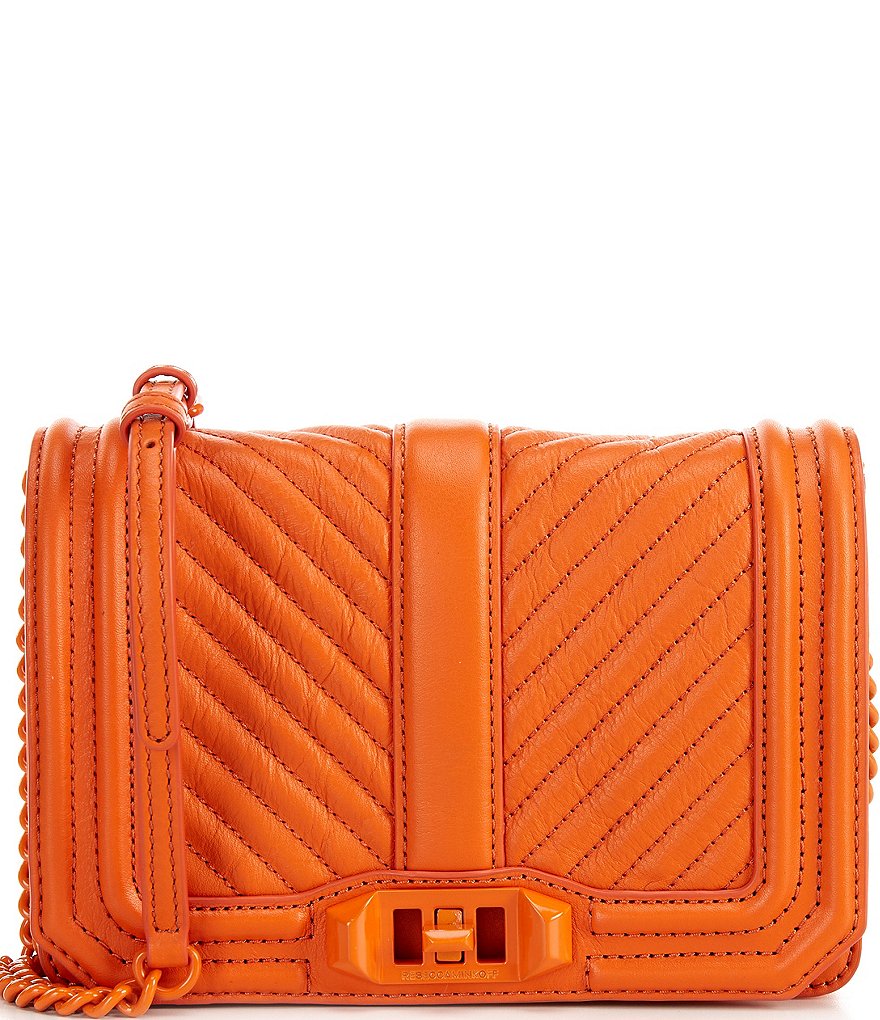 REBECCA MINKOFF Chevron Quilted Small Turn Lock Love Crossbody Bag